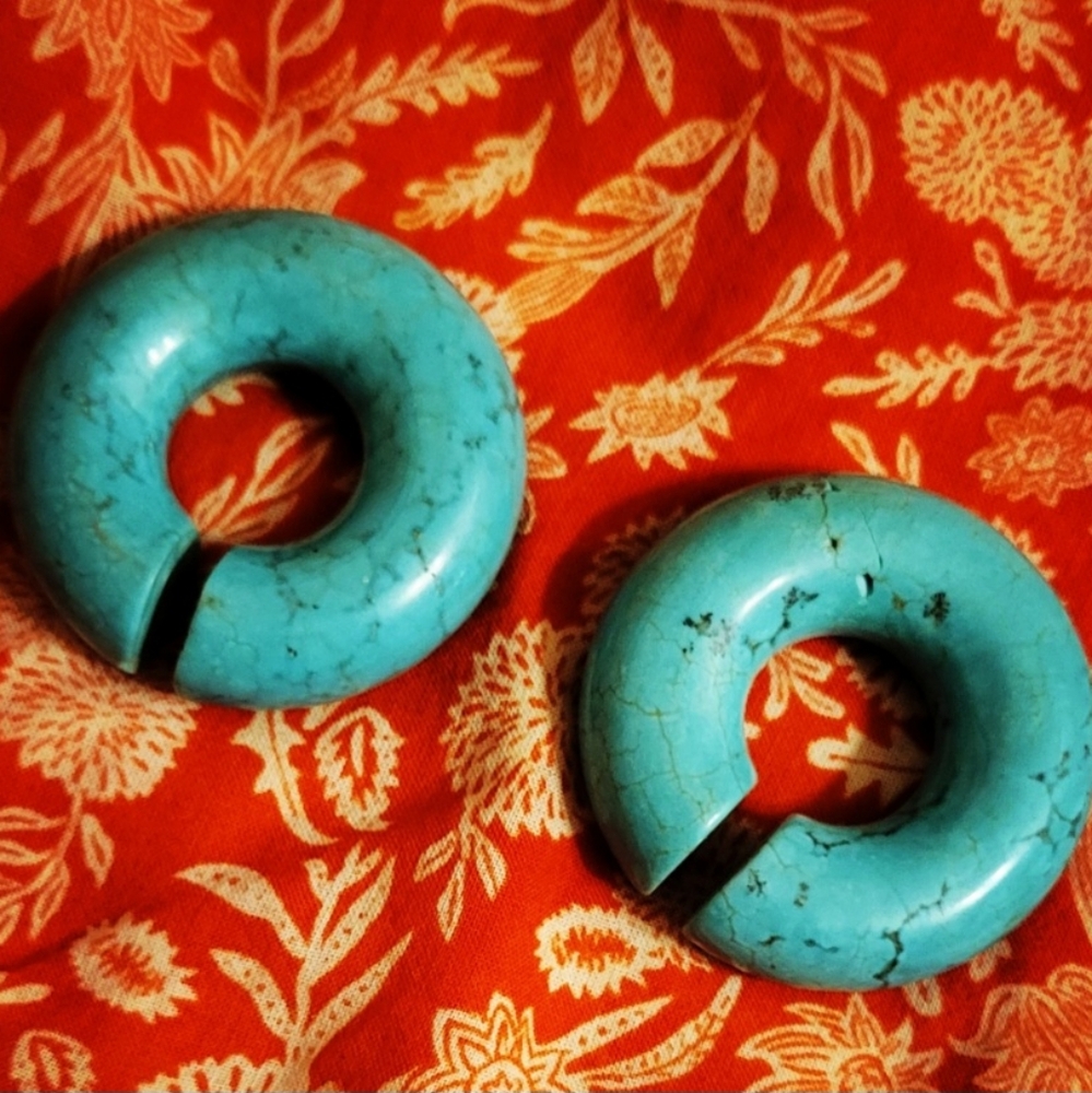 Chunky Turquoise Hangers For Stretched Ears THESE ARE STILL FOR SALE